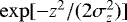 Mathematical equation: $\exp[ - z^2/(2 \sigma_z^2) ]$