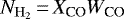 Mathematical equation: $N_{\mathrm{H}_2}\,{=}\, X_{\text{CO}} W_{\text{CO}}$