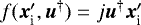 Mathematical equation: $f({{\bm{x}}_{\textrm{i}}^{\prime}}, \bm{u}^{\dagger}) = j \bm{u}^{\dagger} {{\bm{x}}_{\textrm{i}}^{\prime}}$