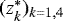 Mathematical equation: $(z^*_k)_{k=1,4}$