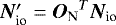 Mathematical equation: ${\bm{N}}_{\textrm{io}}^{\prime} = {\bm{O}_{\rm{N}}}^T {\bm{N}}_{\textrm{io}}$