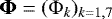 Mathematical equation: $\bm{\Phi} = (\Phi_k)_{k=1,7}$