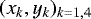 Mathematical equation: $(x_k,y_k)_{k=1,4}$