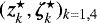 Mathematical equation: $(\bm{z}_k^{\star},\bm{\zeta}_k^{\star})_{k=1,4}$