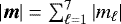 Mathematical equation: $|\bm{m}| = \sum_{\ell=1}^7 |m_{\ell}|$