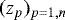 Mathematical equation: $(z_p)_{p=1,n}$