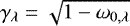 Mathematical equation: $\gamma_{\lambda}=\sqrt{1-\omega_{0,\lambda}}$