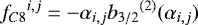 Mathematical equation: \begin{equation*}{f_{C8}}^{i,j} = - \alpha_{i,j} {b_{3/2}}^{(2)} (\alpha_{i,j}) \end{equation*}