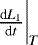 Mathematical equation: $\frac{\textrm{d}L_1}{\textrm{d}t}\bigg\vert_T$