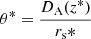 Mathematical equation: $ \theta^* = \frac{D_{\mathrm{A}}(z^*)}{r_{\mathrm{s}}*} $
