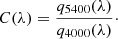 Mathematical equation: $$ \begin{aligned} C(\lambda ) = \dfrac{q_{5400}(\lambda )}{q_{4000}(\lambda )}\cdot \end{aligned} $$