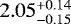 Mathematical equation: $2.05_{-0.15}^{+0.14}$