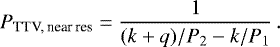 Mathematical equation: \begin{equation*}P_{\text{TTV, near res}} = \frac{1}{(k+q)/P_2 -k/P_1} \, .\end{equation*}