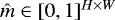 Mathematical equation: $\hat{m} \in [0,1]^{H \times W}$