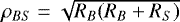 Mathematical equation: $\rho_{BS} = \sqrt{R_B (R_B + R_S)}$