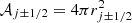 Mathematical equation: $ \mathcal{A}_{j\pm 1/2} = 4\pi r_{j\pm 1/2}^2 $