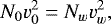 Mathematical equation: \[ N_0 v_0^2 = N_w v_w^2, \]