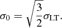 Mathematical equation: $$ \begin{aligned} \sigma _{0}=\sqrt{\frac{3}{2}}\sigma _{\rm LT} . \end{aligned} $$
