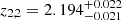 Mathematical equation: $ z_{2,2}=2.194^{+0.022}_{-0.021} $