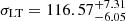 Mathematical equation: $ \sigma_{\mathrm{LT}}=116.57^{+7.31}_{-6.05} $