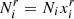 Mathematical equation: $ N_i^r = N_ix_i^r $