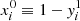 Mathematical equation: $ x_i^0 \equiv 1-{\it y}_i^1 $