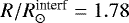 Mathematical equation: $R/R_{\odot}^{\textrm{interf}} = 1.78$