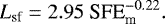 Mathematical equation: \begin{equation*} L_{\textrm{sf}}= 2.95~\textrm{SFE}_{\textrm{m}}^{-0.22}.\end{equation*}