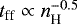 Mathematical equation: $t_{\textrm{ff}} \propto n_{\textrm{H}}^{-0.5}$