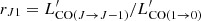 Mathematical equation: $ r_{J1}=L^\prime_{{\rm CO}(J\to J -1)} / L^\prime_{{\rm CO}(1 \to 0)} $