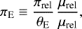 Mathematical equation: \begin{equation*} \pivec_{\textrm{E}} \equiv {\pi_{\textrm{rel}}\over\theta_{\textrm{E}}}\,{\muvec_{\textrm{rel}}\over \mu_{\textrm{rel}}},\end{equation*}