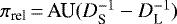 Mathematical equation: $\pi_{\textrm{rel}}\,{=}\, \textrm{AU}(D_{\textrm{S}}^{-1}-D_{\textrm{L}}^{-1})$
