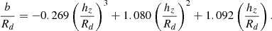 Mathematical equation: $$ \begin{aligned} \frac{b}{R_d}=-0.269\left( \frac{h_z}{R_d} \right)^3+1.080\left( \frac{h_z}{R_d} \right)^2+1.092 \left( \frac{h_z}{R_d} \right). \end{aligned} $$