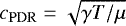 $c_{\mathrm{PDR}} = \sqrt{\gamma T/\mu}$