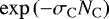$\exp{\left(-\sigma_{\mathrm{C}} N_{\mathrm{C}}\right)}$