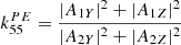 $$ \begin{aligned} k_{55}^{PE} = \frac{|A_{1Y}|^2 + |A_{1Z}|^2}{|A_{2Y}|^2 + |A_{2Z}|^2} \end{aligned} $$