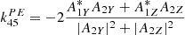 $$ \begin{aligned} k_{45}^{PE} = -2\frac{A_{1Y}^{*}A_{2Y} + A_{1Z}^{*}A_{2Z}}{|A_{2Y}|^2 + |A_{2Z}|^2} \end{aligned} $$