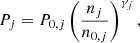 $$ \begin{aligned} P_j = P_{0,j} \left( \frac{n_j}{n_{0,j}} \right)^{\gamma _j} ,\end{aligned} $$