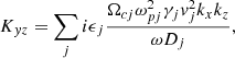$$ \begin{aligned} K_{{ y}z} = \sum _j i \epsilon _j \frac{\Omega _{cj} \omega _{pj}^2 \gamma _j { v}_j^2 k_x k_z}{\omega D_j}, \end{aligned} $$