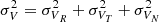 $ \sigma^2_V = \sigma^2_{{\it V}_R} + \sigma^2_{{\it V}_T} + \sigma^2_{{\it V}_N} $