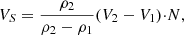 $$ \begin{aligned} {V_S}= \frac{\rho _2}{\rho _2-\rho _1}({V_2} -{V_1}){\cdot }{N} ,\end{aligned} $$