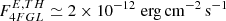Mathematical equation: $ F^{E, TH}_{{4FGL}}\simeq 2\times10^{-12}\;\mathrm{erg}\,\mathrm{cm}^{-2}\,\mathrm{s}^{-1} $