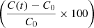 $ \left( \frac{C(t)-C_{\mathrm{0}}}{C_{\mathrm{0}}}\times 100 \right) $