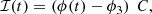 $$ \begin{aligned} \mathcal{I} (t) = \left( \phi (t) - \phi _3 \right) \ C {,} \end{aligned} $$