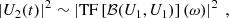 $$ \begin{aligned} \left|U_2(t)\right|^2 \sim \left| \mathrm{TF} \left[\mathcal{B} (U_1,U_1)\right](\omega )\right|^2\ , \end{aligned} $$