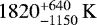 Mathematical equation: $1820^{+640}_{-1150}\,\mathrm{K}$