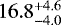 Mathematical equation: $16.8^{+4.6}_{-4.0}$