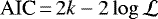 $\textrm{AIC}\,{=}\,2k - 2\log \mathcal{L}$
