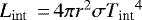 ${L_{\mathrm{int}}}\;\,{=}\,4\pi r^2 \sigma {T_{\textrm{int}}}^4$