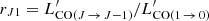 $ r_{J1}= L^\prime_{\mathrm{CO}(J\,{\rightarrow}\,J{-}1)}/L^\prime_\mathrm{CO(1\,{\rightarrow}\,0)} $